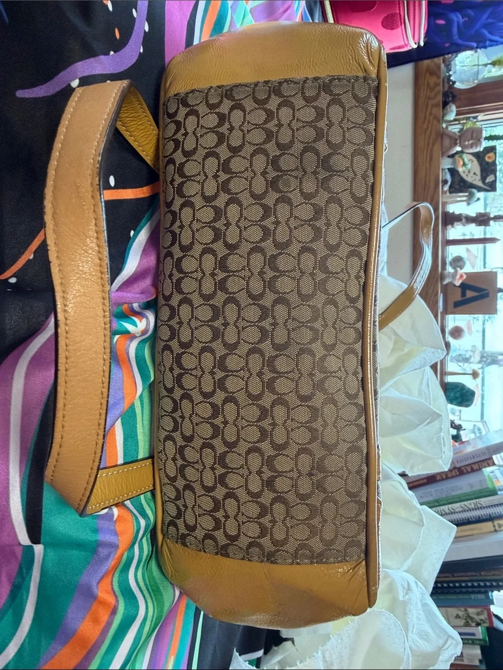 Coach Brown and Tan Signature Canvas Tote